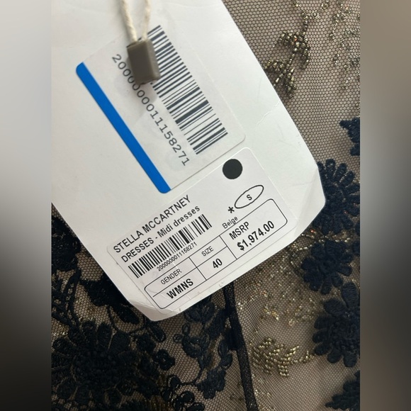 Stella McCartney Size 40 (US 4) Paneled Lace-trimmed Bead-embellished Dress - Picture 9 of 11